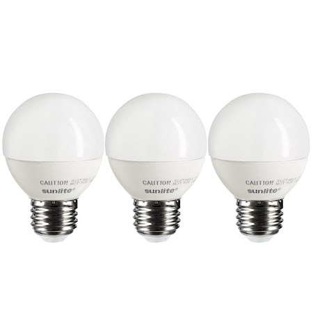 Sunlite LED G16 Globe Light Bulb, 7W 60W=, 500 Lumens, Dimmable, Medium E26 Base, Frosted, 3PK 40291-SU